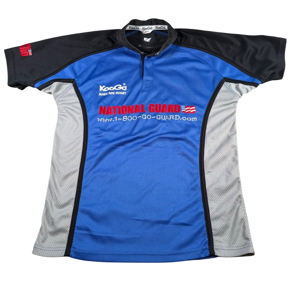 KooGa National Guard Rugby Jersey‎ Mens Medium Blue Black Short Sleeve Number 8
